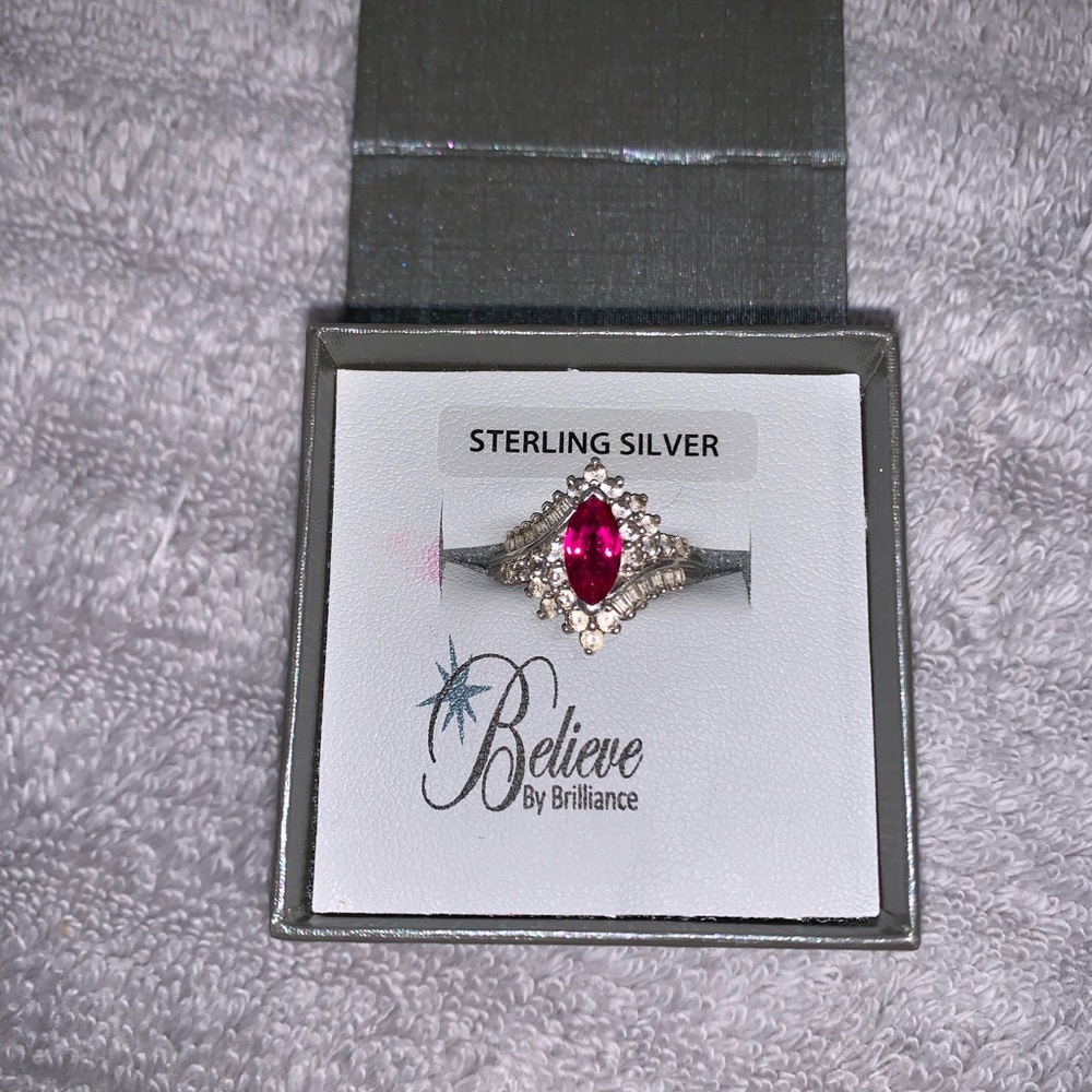 💕 .925  Pink Sapphire/Diamond ring